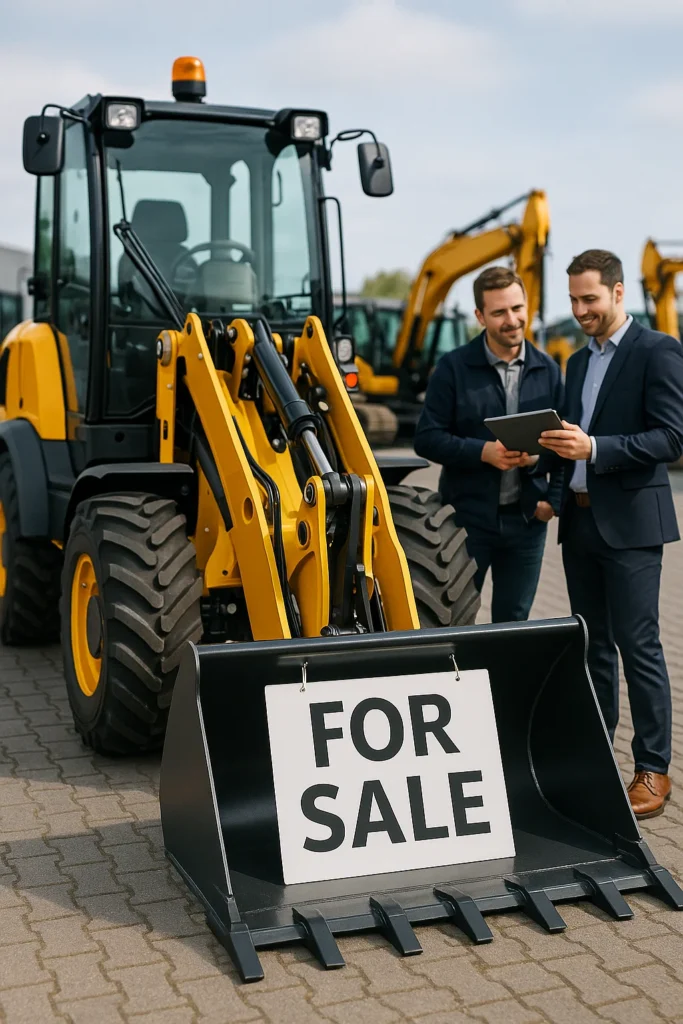 Klant koopt een nieuwe shovel bij Vonk Bouwmaterieel
