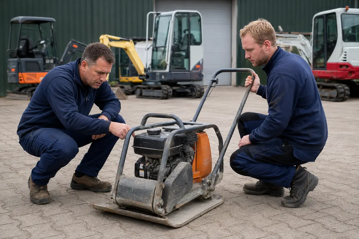 Gebruikte bouwmachine samen controleren voor aankoop